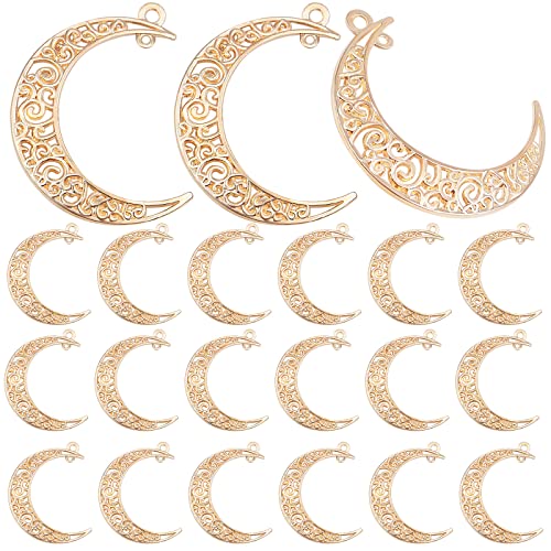 40pcs Hollow Moon Charms Alloy Crescent Pendants Celestial Dangle Charms for DIY Bracelet Necklace Jewelry Making, 40x28mm(Light Golden) - color: Kc Gold