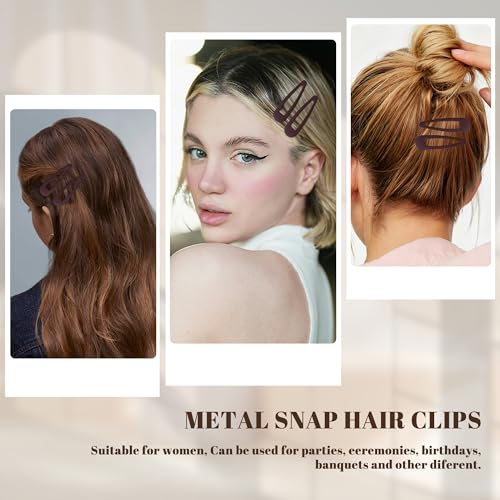 Small Hair Barrettes For Women No Slip Metal Snap Clips For Thin And Fine Hair,Matte Dark Red,20 PCS,1.97 x 0.5 Inch. - color: Matte Dark Red