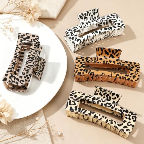 laxizar 4 Pcs Hair Clips 4.1 Inch Claw Clips Leopard Hair Accessories - color: leopard print 3