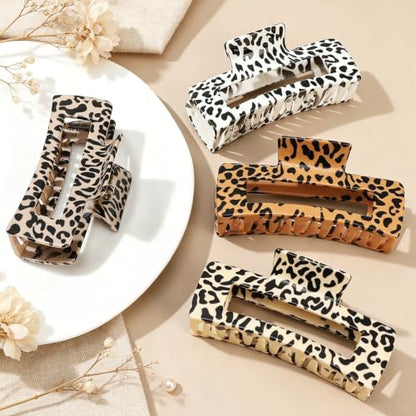 laxizar 4 Pcs Hair Clips 4.1 Inch Claw Clips Leopard Hair Accessories - color: leopard print 3