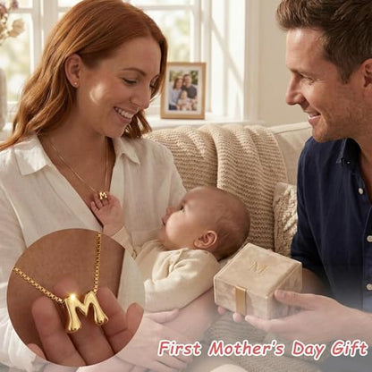 Bubble Gold Initial Necklaces for Women,14K Gold Plated A-Z Initial Necklaces for Women, Chunky balloon letter name Pendant Necklace Fashion Jewelry Gifts - color: E, style: Gold