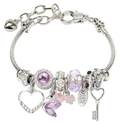 DS Charm Bracelets for Girls Adjustable Silver Stainless Steel Gift Box | Cute Cartoon Charms,Friendship Jewelry,Birthday Gifts,Teen Kid Fit, Tarnish Resistant,Stackable Trendy Daily Wear - style: Silver-Swan