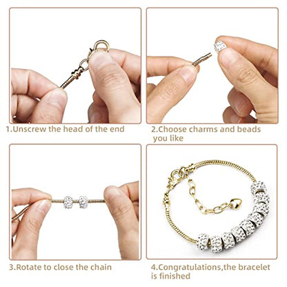 ZYEHXED 10PCS Snake Chain Charm Bracelet with Bracelet Helper Adjustable Snake Bracelet Chains with Lobster Clasp Extender Chain for Women DIY Jewelry Making Supplies - color: 10Pcs Gold Bracelet with Bracelet Helper