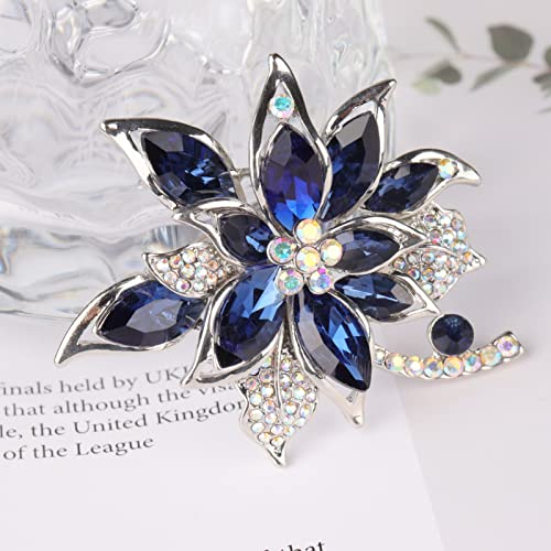 Lavender flower brooch crystal rhinestone tulip brooch elegant accessories jewelry women brooches and pins fashion jewelry wedding flowers lapel pin - color: Blue