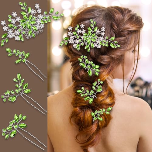 Wedding hair accessories, Bridal for piece, brides headpiece, Bride comb（Green） - color: Green