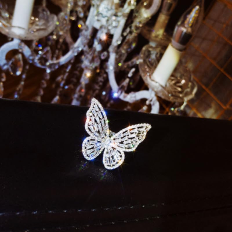 Oversized Butterfly Ring, Silver-Tone Statement Cocktail Ring