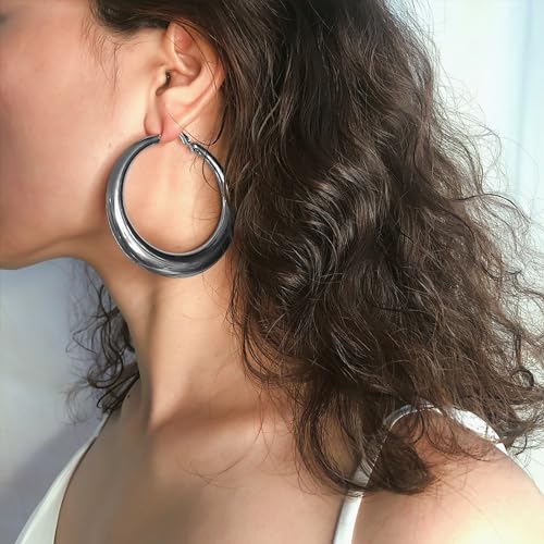 Large Hoop Earrings for Women Lightweight Chunky Earrings | Big Hoop Earrings for Women Chunky Jewelry 70s Outfits for Women - style: Hoop-S-02