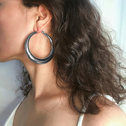 Large Hoop Earrings for Women Lightweight Chunky Earrings | Big Hoop Earrings for Women Chunky Jewelry 70s Outfits for Women - style: Hoop-S-02