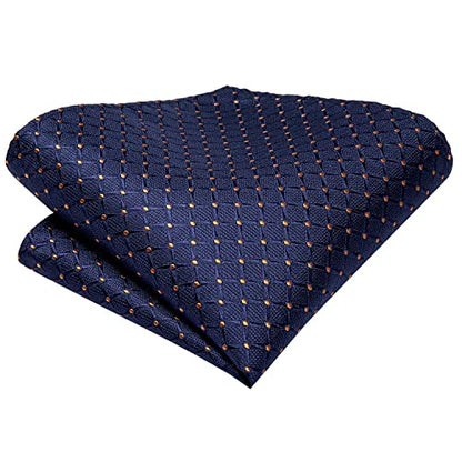 Hi-Tie Men 63inches Tie Set Extra Long Necktie Paisley Tie Pocket Suqare Cufflinks Big and Tall Men Tie - color: Blue Yellow