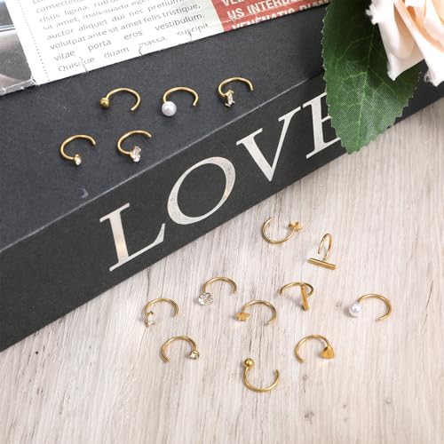 8 Pairs Stainless Steel Half Hoop Earrings | Huggie Hoop Earrings | Backless Earring for Women - color: Gold