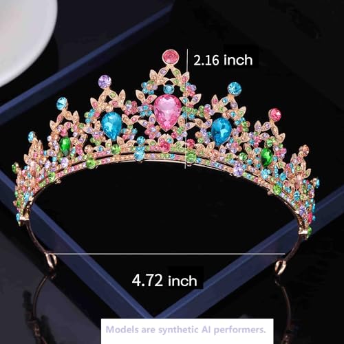 Kamirola - Queen Crown and Tiaras Princess Crown for Women Crystal Headbands for Bridal, Princess for Wedding and Party - color: GD MULIT