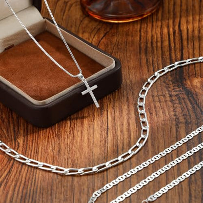 Layered Gold Cross Necklaces for Women, Stack Stackable 14K Gold/Silver Plated Cubic Zirconia Pendant Necklace Set Dainty Choker Layering Necklaces for Women Faith Jewelry Religious Gift - style: Silver-1
