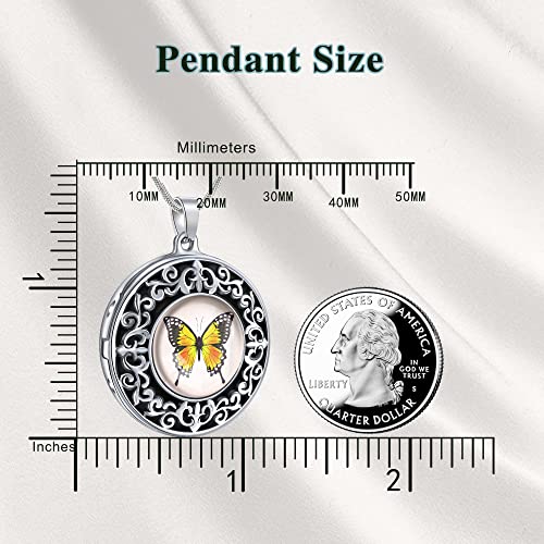 Farfume Personalized Photo Necklace for Women/Men, Memorial Jewelry Gifts | Holds 2 Pictures Pendant, Custom Engraved Text, Beautiful Locket for Girls, Durable Stainless Steel, Mothers Day Gifts - color: A-6 Butterfly locket necklace