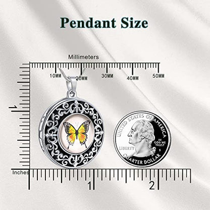 Farfume Personalized Photo Necklace for Women/Men, Memorial Jewelry Gifts | Holds 2 Pictures Pendant, Custom Engraved Text, Beautiful Locket for Girls, Durable Stainless Steel, Mothers Day Gifts - color: A-6 Butterfly locket necklace