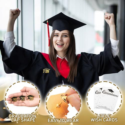24/48 Set 2026 Graduation Enamel Lapel Pins Bulk Congratulate Graduation Gifts Class of 2026 Button Pin Cards Bags for Graduates Party Favors