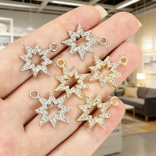 Celestial Charm Jewelry Set, 60pcs Sun Moon Star Pendants in Silver & Gold for DIY Necklace, Earrings, Bracelets – Perfect for Crafting & Jewelry Making