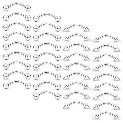 36Pcs 14G Stainless Steel Eyebrow Ring Nipplering Belly Tragus Cartilage Helix Barbell Earrings Body Piercing Jewelry 8-14mm for Women Men