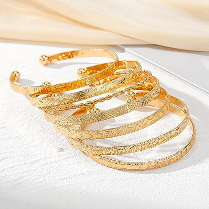 Hebelee Boho Engraved Cuff Bangle Bracelets for Women | Multi Layer Stackable Textured Bracelet Adjustable Bangles Fashion Bohemian Indian Jewelry Set