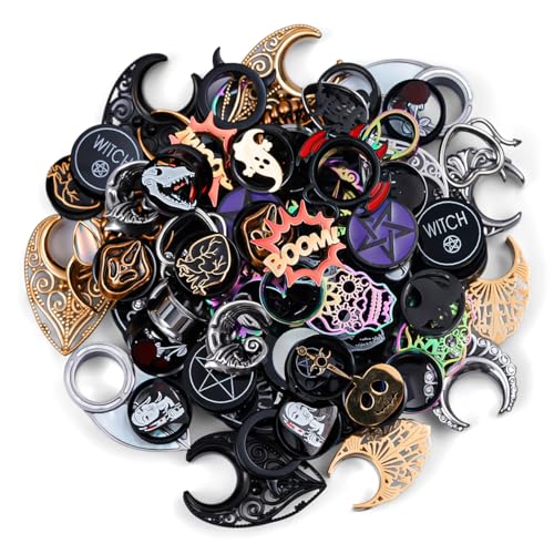 Stainless/Acrylic Ear Gauges Plugs Tunnels, 10 Pairs Random Assorted Styles Gothic Punk Body Piercing Stretchers Expander. - size: 12mm