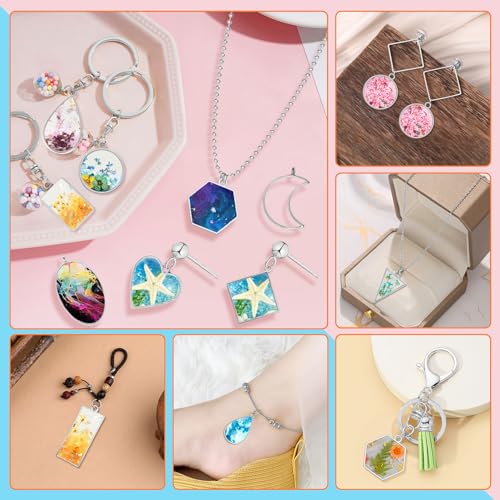40pcs Open Bezel Pendants for Resin,10 Styles Hollow Frame Pendants Blank Resin Pendants Resin Casting Frame Pendant for Jewelry Making,Resin Casting,Necklace,Pressed Flower,DIY Crafts(White K) - color: 40pcs;White K;10 Styles