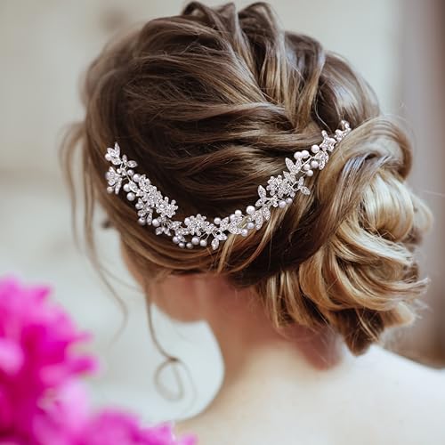 Bridal Headbands Crystal Pearl Hair Vines Bohemian Style Wedding Headpieces For Bride Wedding Hair Accessories - color: Silver