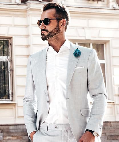 Premium Trio Cluster Flower Lapel Pin - Formal Boutonniere for Men, Flower Brooch Pin - color: Teal