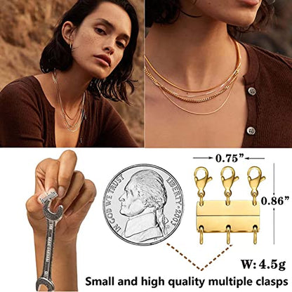 Dailyacc Layering Magnetic Necklace Clasp,18 K Gold and Silver Separator for Stackable Necklaces - color: 4PCS - Gold Silver