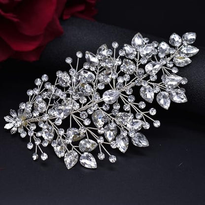 Wedding Hair Pieces for Brides, Rhinestone Bride Headpiece, Handmade Bridal Hair Accessories - color: Silver-O