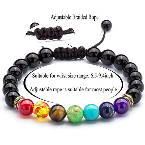 Men Women 8mm Lava Rock Beads Chakra Bracelet - color: Black agate
