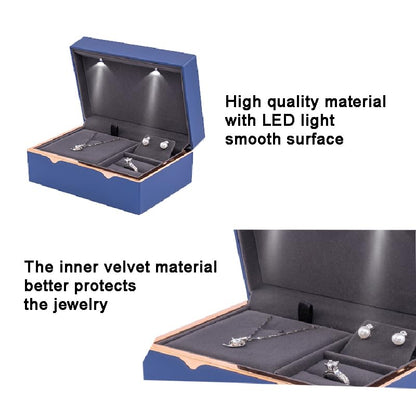 LED Jewelry Box – Storage Box for Bracelets, Rings & Necklaces – Jewelry Box with Light and Velvet Lining – Elegant Gift Box for Weddings, Birthdays, Valentine's Day, Christmas (Black) - color: Black