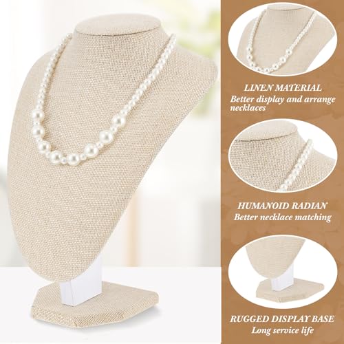 Huquary 6 Pcs Necklace Display Stand Necklace Holder Jewelry Bust Display Stands for Selling Home Store Trade Shows Photography Props Retail(Flaxen,Linen) - color: Flaxen