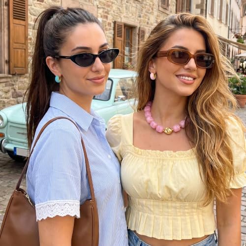 Chunky Hoop Earrings for Women, Lightweight Statement Daily Wear Gifts - color: Pink C