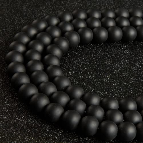 100pcs 6mm Matte Black Beads Natural Gemstone Beads Round Loose Beads for Crafting and Jewelry Making - color: Matte Black, size: 6mm