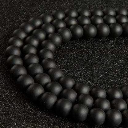 100pcs 10mm Matte Black Beads Natural Gemstone Beads Round Loose Beads for Crafting and Jewelry Making - color: Matte Black, size: 10mm