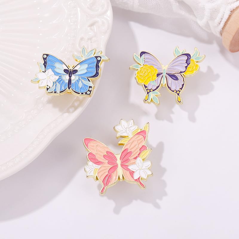 Cute Enamel Pin Set Lapel Pins Brooches Cartoon Brooch Badge Pins for Clothes Bags Backpack for Women - color: Butterfly Set 4