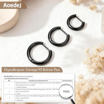 AOEDEJ G23 Titanium Black/Steel Gray/Gold Hoop Earrings 18G Small Huggie Hoop Earrings 8mm/10mm/12mm Cartilage for Sensitive Ears for Multiple Piercing Cartilage Hoop Earring Stack Jewelry - style: D-BK-10mm