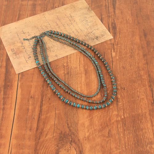 Navajo Pearl Necklace Western Jewelry for Women Cowgirl | Layered Western Necklaces Country Concert Choker Jewelry Gift - color: green 1pcs (4mm+6mm+8mm)
