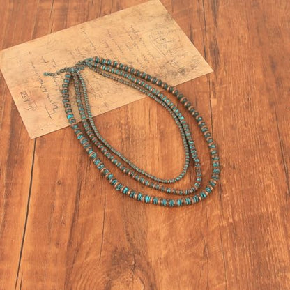 Navajo Pearl Necklace Western Jewelry for Women Cowgirl | Layered Western Necklaces Country Concert Choker Jewelry Gift - color: green 1pcs (4mm+6mm+8mm)