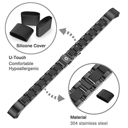 Compatible with Alta Bands Metal, Special Edition Replacement for Alta HR Stainless Steel Bands Adjustable Accessory Wristband Small Large for Alta Bracelet Women Men - color: A6-Black-Black