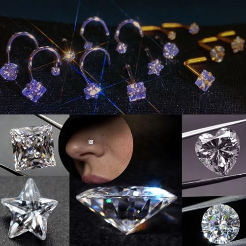 14k Gold Plated Nose Rings Studs for Women 316L Surgical Steel Nose Piercings 22g/20g/18g Gauges 1.5mm/2mm/2.5mm/3mm/3.5mm/4.5mm Sizes - color: 18g 5pcs S Silver Surgical Steel