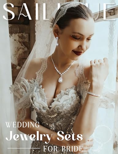 sailimue Wedding Jewelry Sets for Brides Bridesmaid Women Prom jewelry | Silver Plated Rhinestone Crystal Necklace Bracelet Earrings Wedding Bridal Bridesmaid Costume Accessories - color: Silver B
