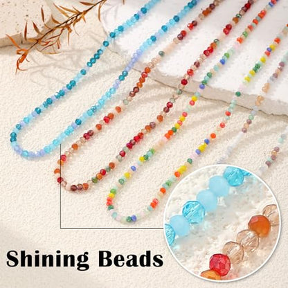 JSJOY Tiny Crystal Beaded Choker Necklaces for Women Colorful Beaded Necklace Dainty Choker Necklaces Simple Boho Jewelry Gifts for Teens Handmade Shining Bead Necklaces Gifts - color: Dark Blue