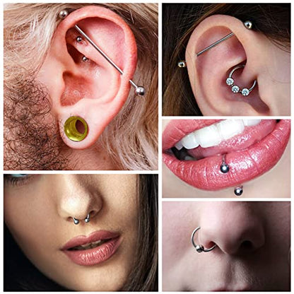Prjndjw 25Pcs 14G 16G Replacement Balls internal thread & Externally Threaded Surgical Steel Balls Industrial Barbell Tongue Nipple Belly Button Eyebrow Rook Piercing Rings Parts 3MM-8MM - color: 25Pcs-16G-Silvertone