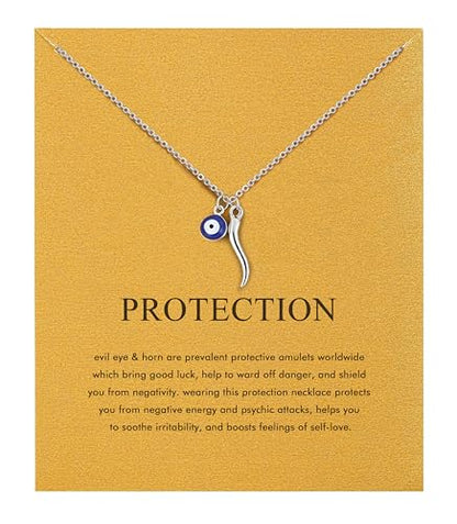 Silver Necklaces for Women Teens, Best Friend Necklace Sister Daughter Gift | Horseshoe Butterfly Swan Wave Evil Eye Necklace Graduation Chritmas Birthday Gifts for Women, Stainless Steel - style: Evil Eye