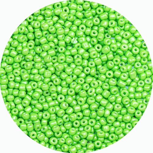 2mm Glass Seed Beads Bulk, Bright Green 12/0 Tiny Round Seed Bead, Small Mini Pony Craft Beads for Bracelet Necklace Wrist Jewelry Making Beading Weaving DIY Crafts Supplies - color: Bright Green