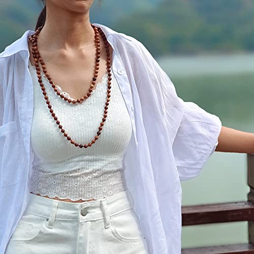 Firstmeet Fashion Natural Round Wood Beads 60'' Long Strand Art Deco Necklace for Women - color: B