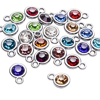 Aylifu Birthstone Charms Crystal Pendant Charms 12 Months Birth Charms for Necklace Bracelet Earring - color: 12 Birthstone Colors