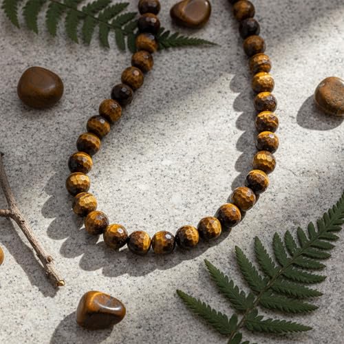 Bling Jewelry Simple Classic Hand Knotted Created Semi Precious Gemstone Round Ball 10MM Bead Strand Choker Collarbone Necklace Western Jewelry For Women Toggle Clasp 15 17 19 Inch - color: Brown Tigers Eye