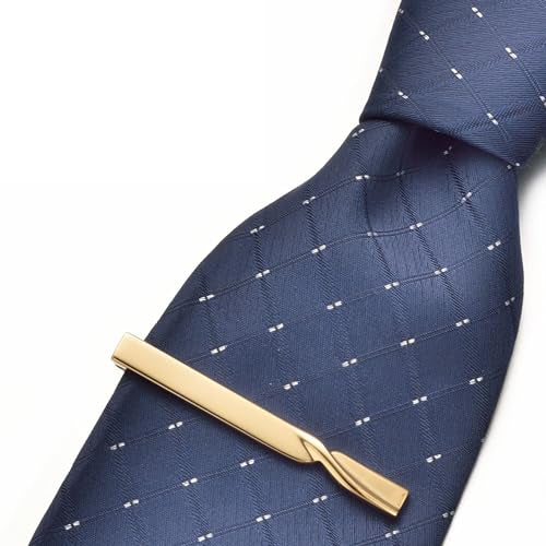 Yoursfs Black Matte Skinny Tie Clips For Men Classic Shiny Tie Bars Stainless Steel Personalized Tie Clip Suitable for Wedding Anniversary Business - style: Skinny Gold Tie Clips