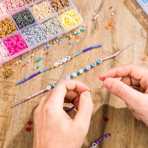 Goldwise Friendship Bracelet Kit 4 Boxes-13078 Pcs 72 Colors Bracelet Making Kits with Clay, Glass Seed and 3 Styles Letter Beads with Charms for DIY Craft Gift - size: 4 Boxes-Eras